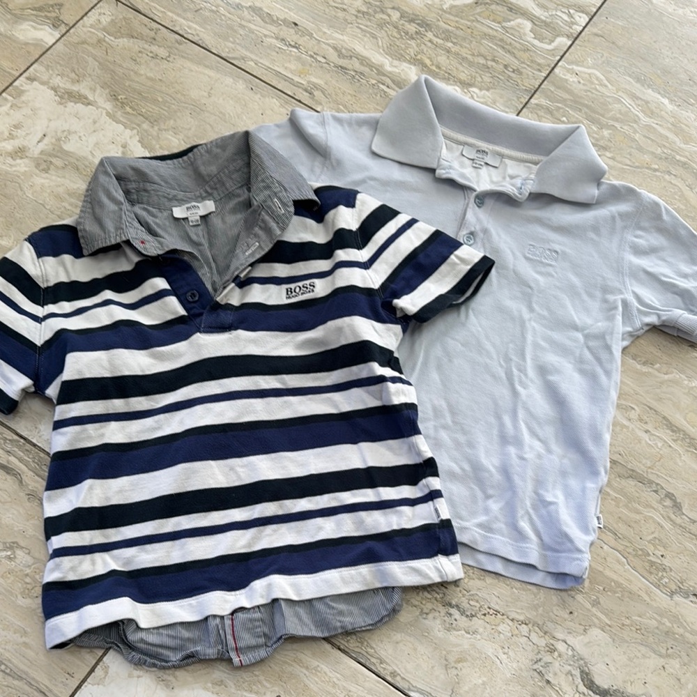 Boss Kids Striped and Solid Polo Shirt Set